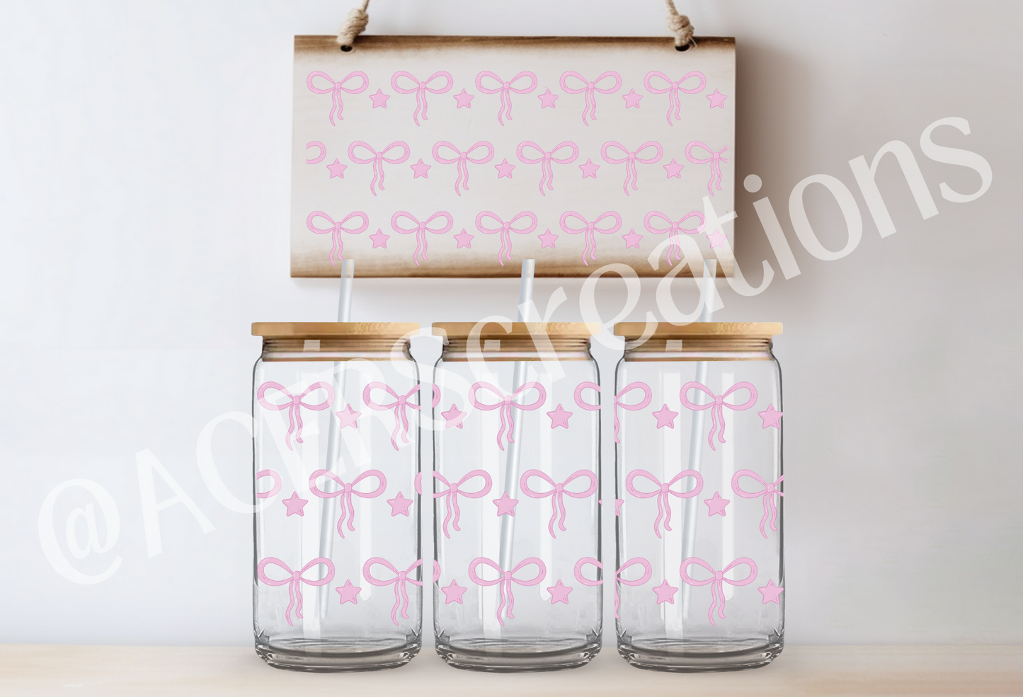 16oz UVDTF Wrap - Bow Stars
