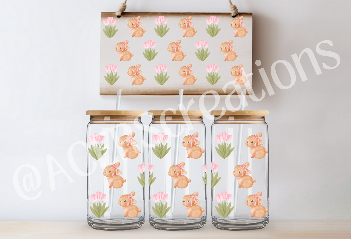 16oz UVDTF Wrap - Bunny Flowers
