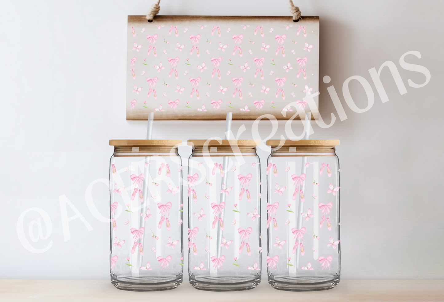 16oz UVDTF Wrap - Ballet Shoe Bows