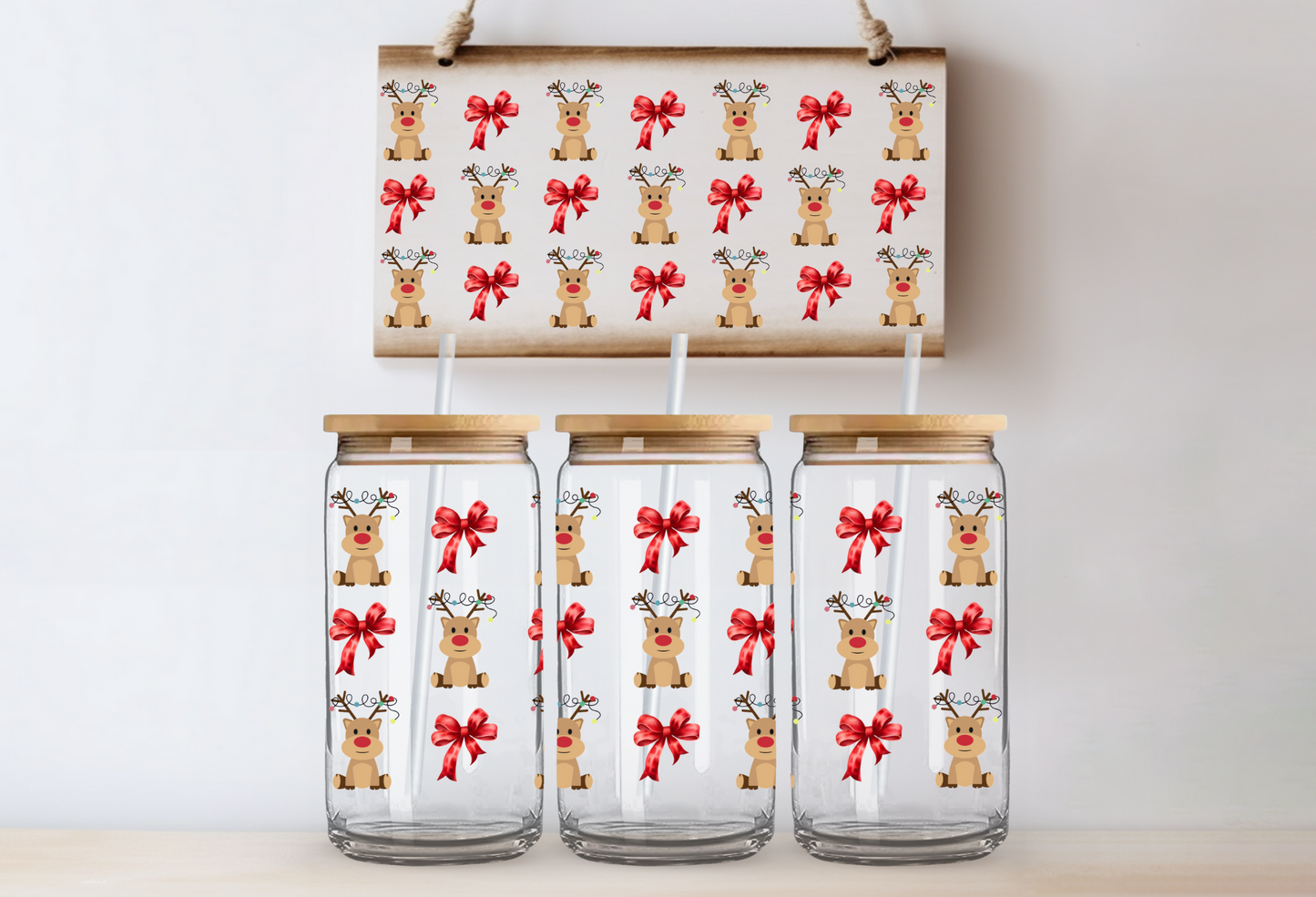 16oz UVDTF Wrap - Reindeer Bows