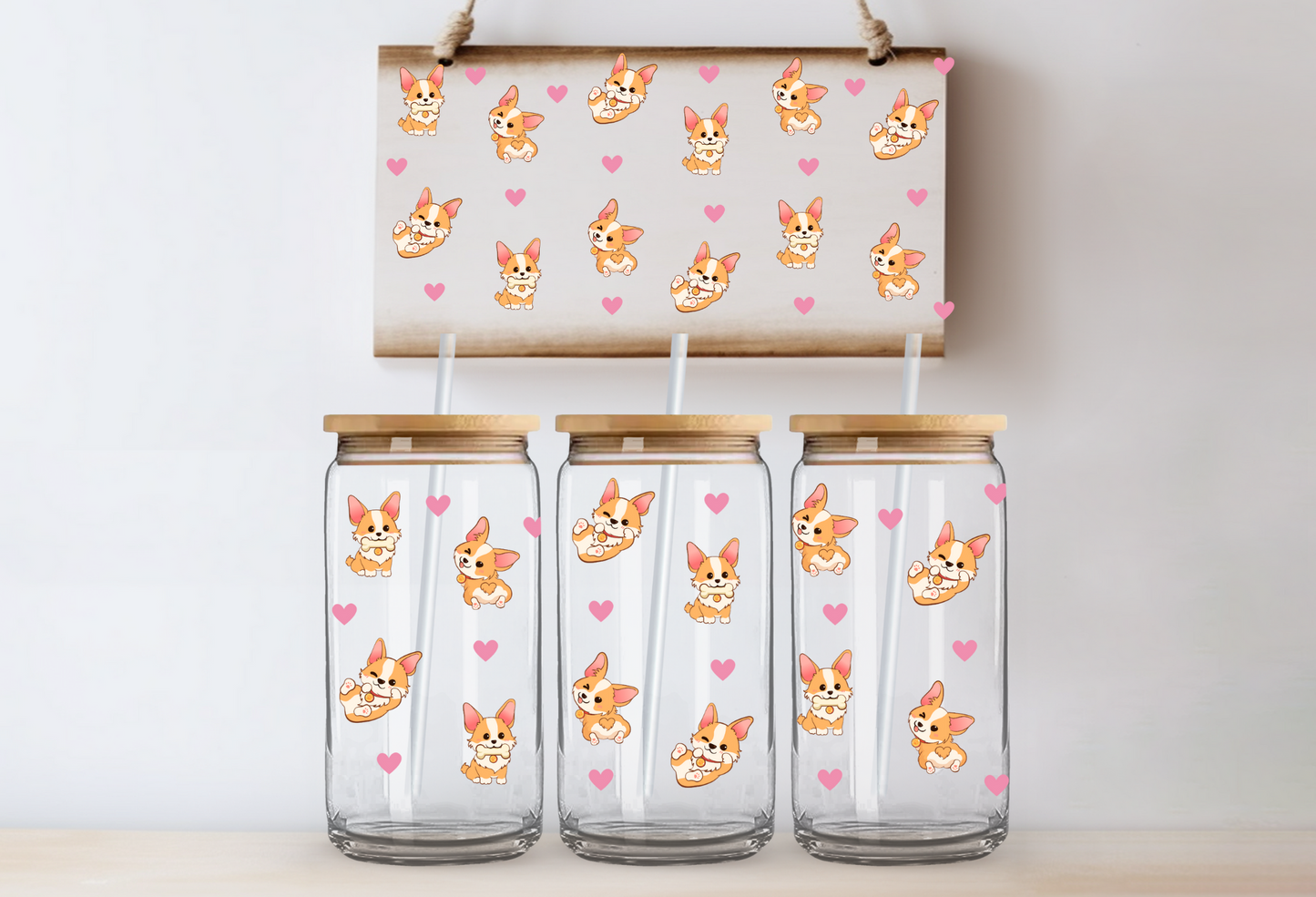 16oz UVDTF Wrap - Corgi Booty