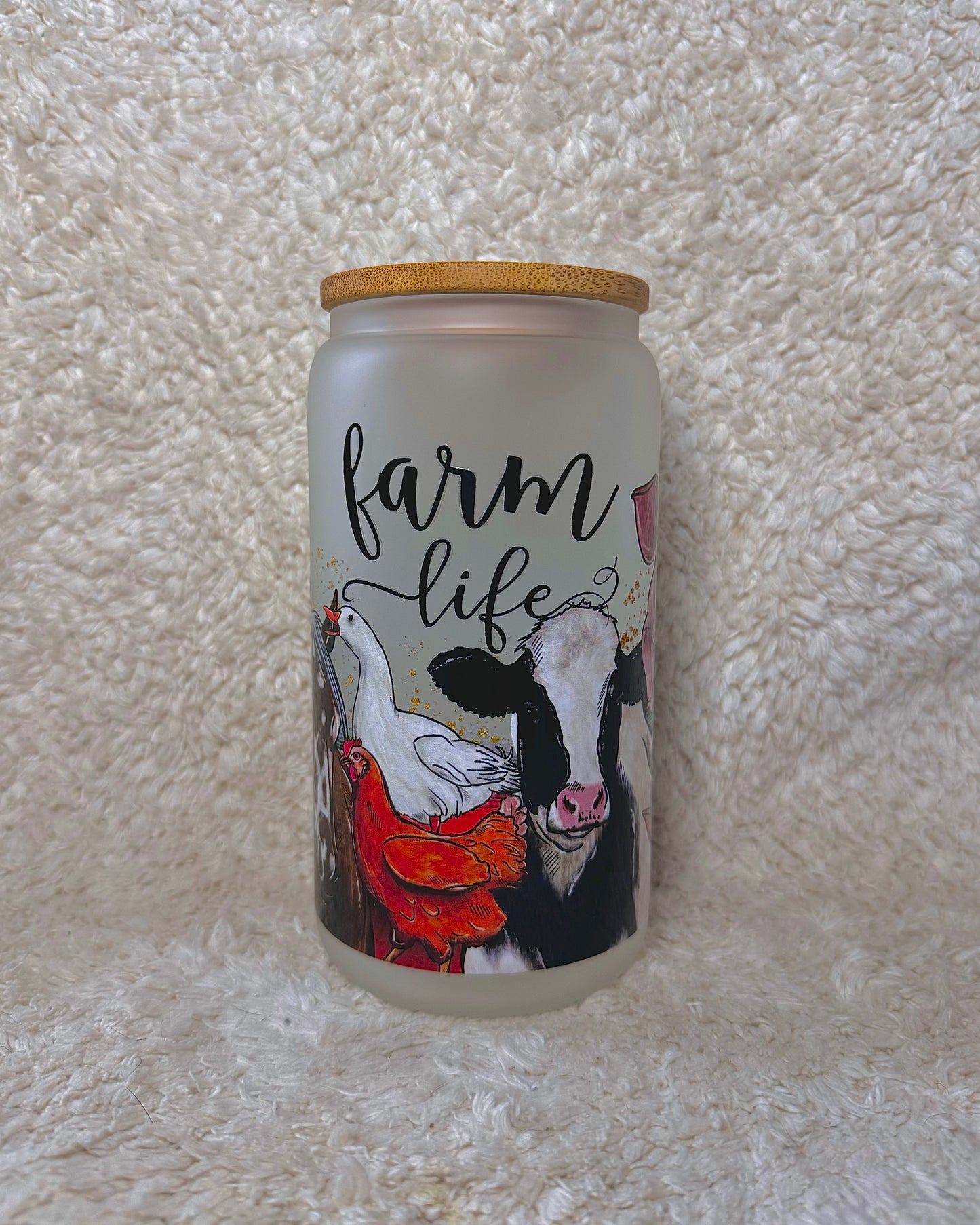 16oz glass cup - Farm Life