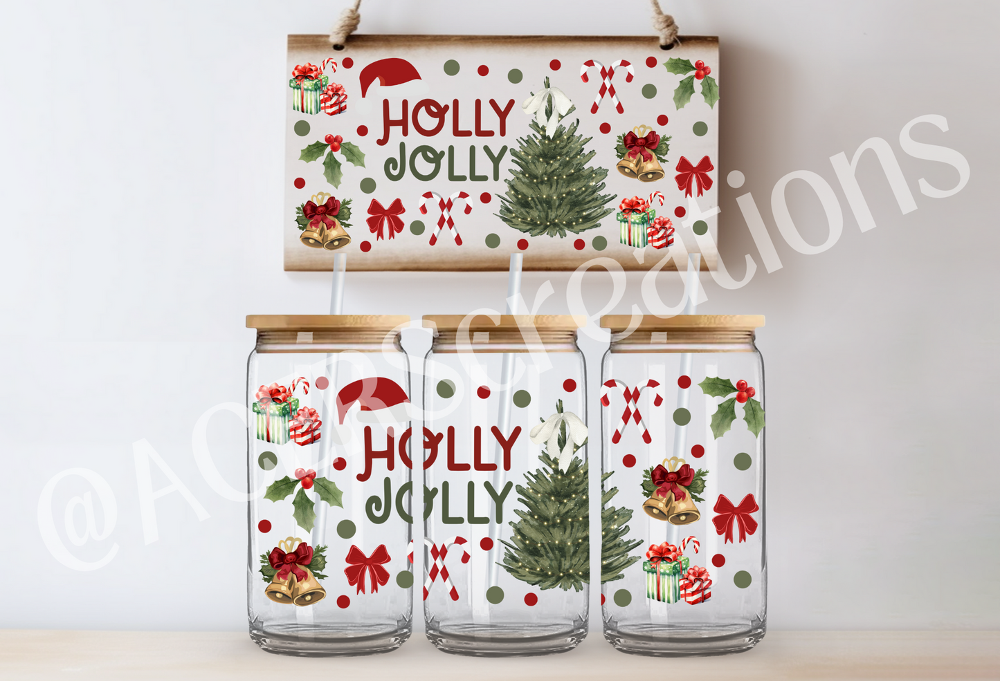 16oz UVDTF Wrap - Holly Jolly