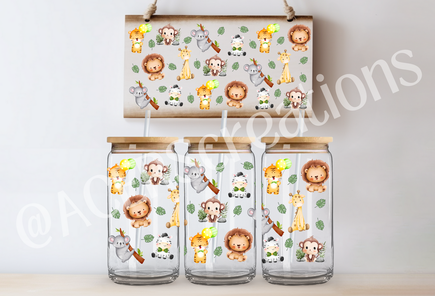 16oz UVDTF Wrap - Baby Safari