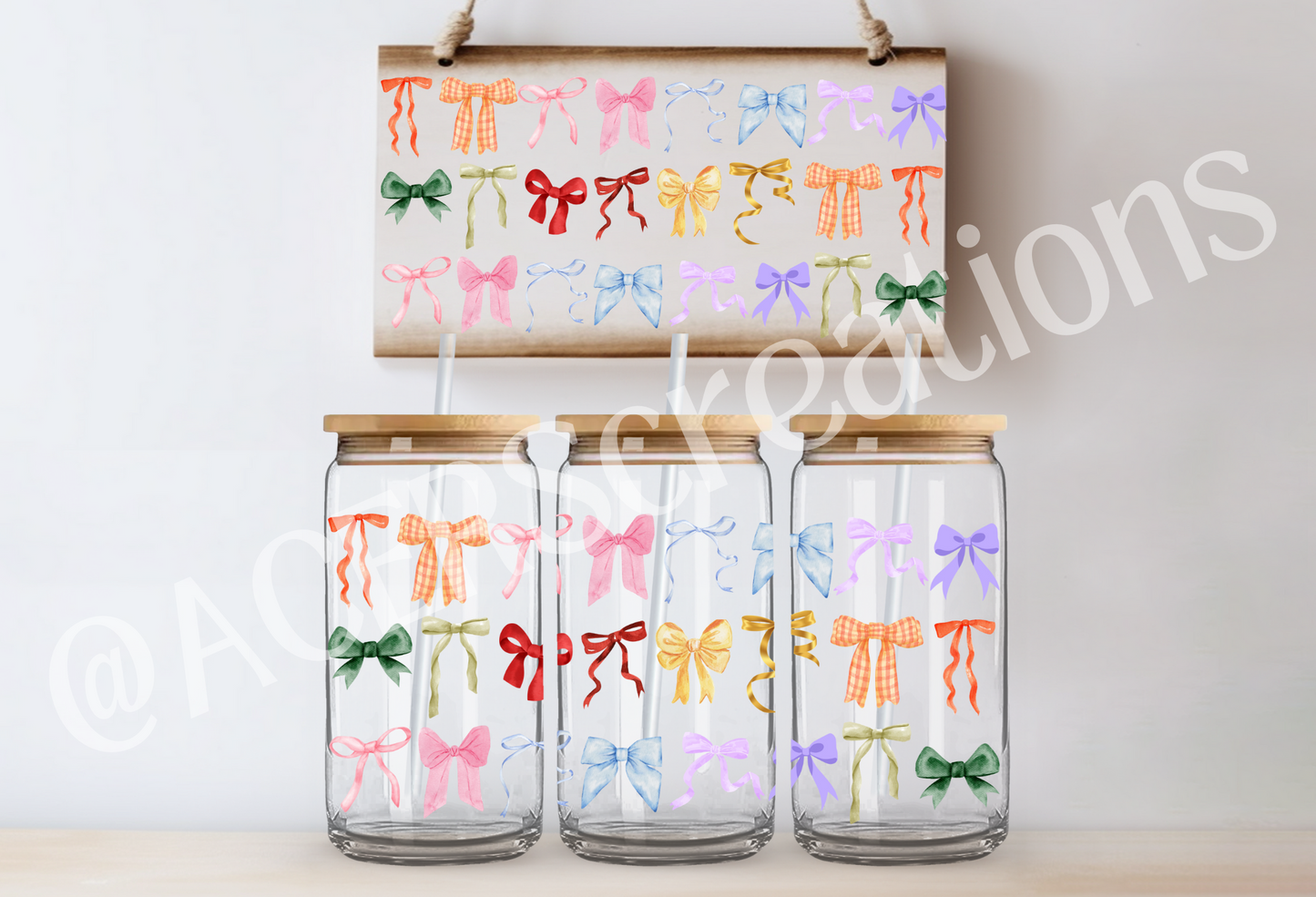 16oz UVDTF Wrap - Colorful Bows