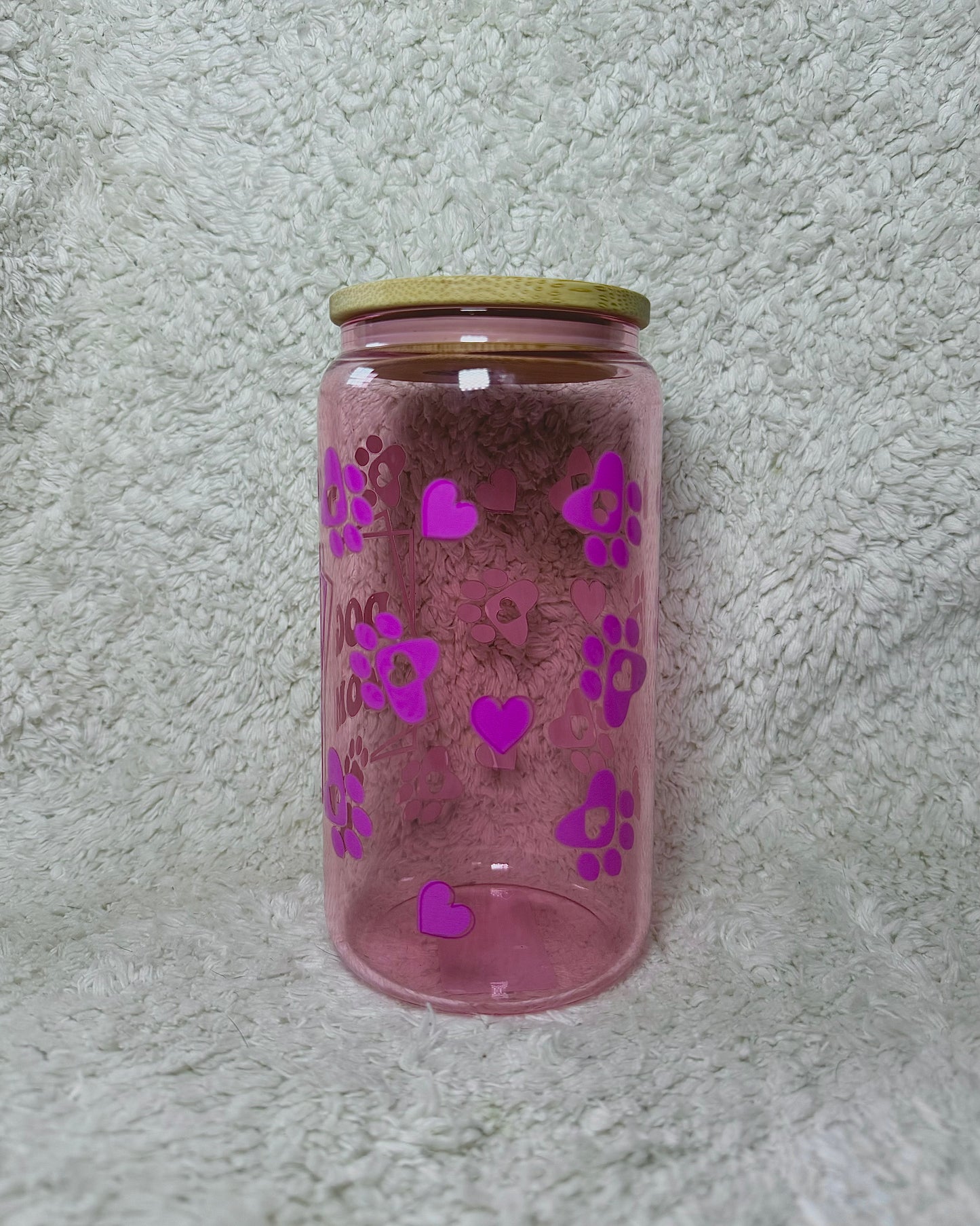 16oz glass cup - Dog Mom