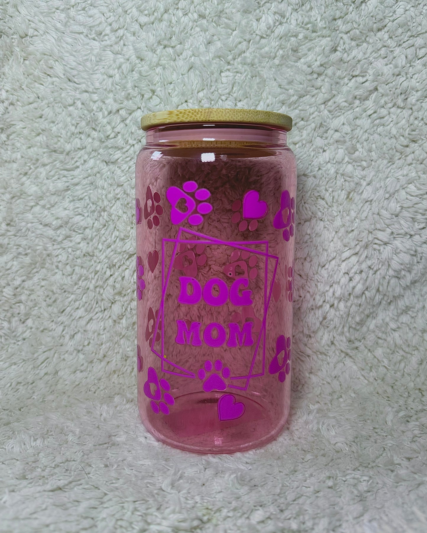 16oz glass cup - Dog Mom