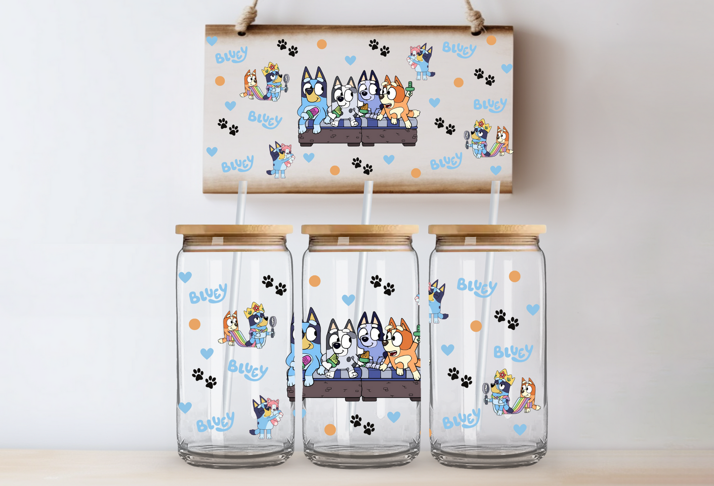 16oz UVDTF Wrap - Blue Dog and Friends