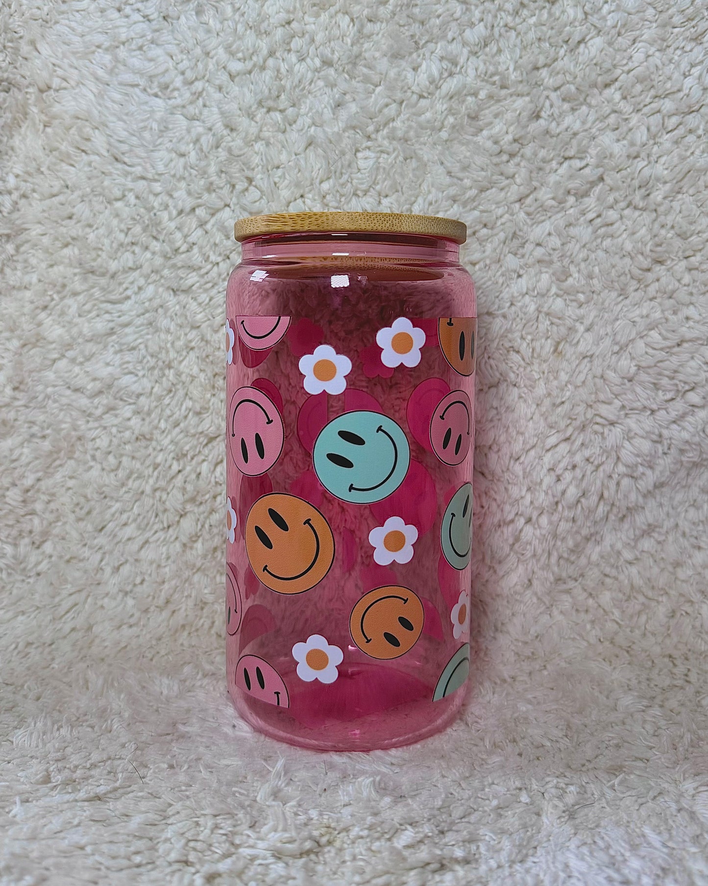 16oz glass cup - Smileys