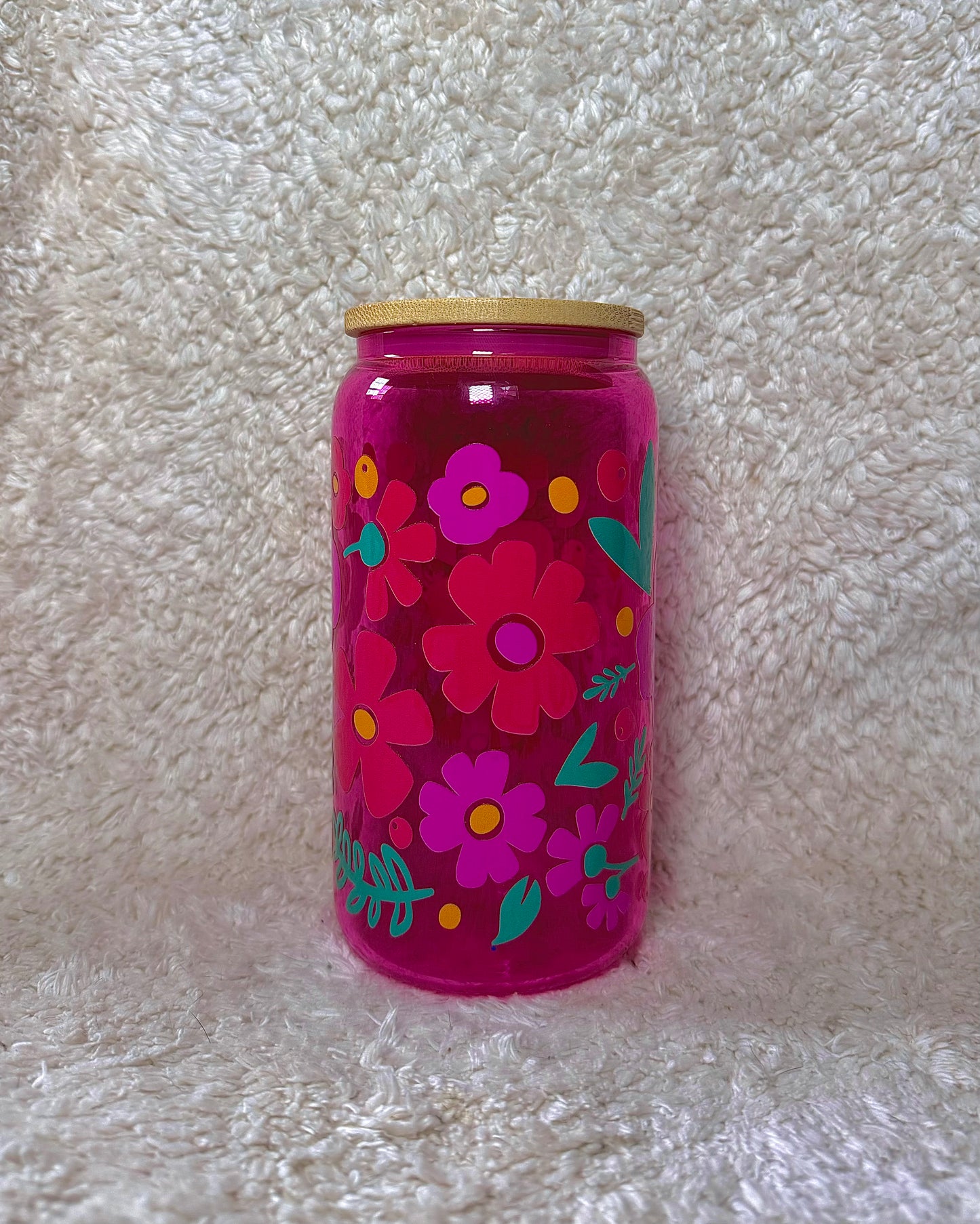 16oz glass cup - Floral