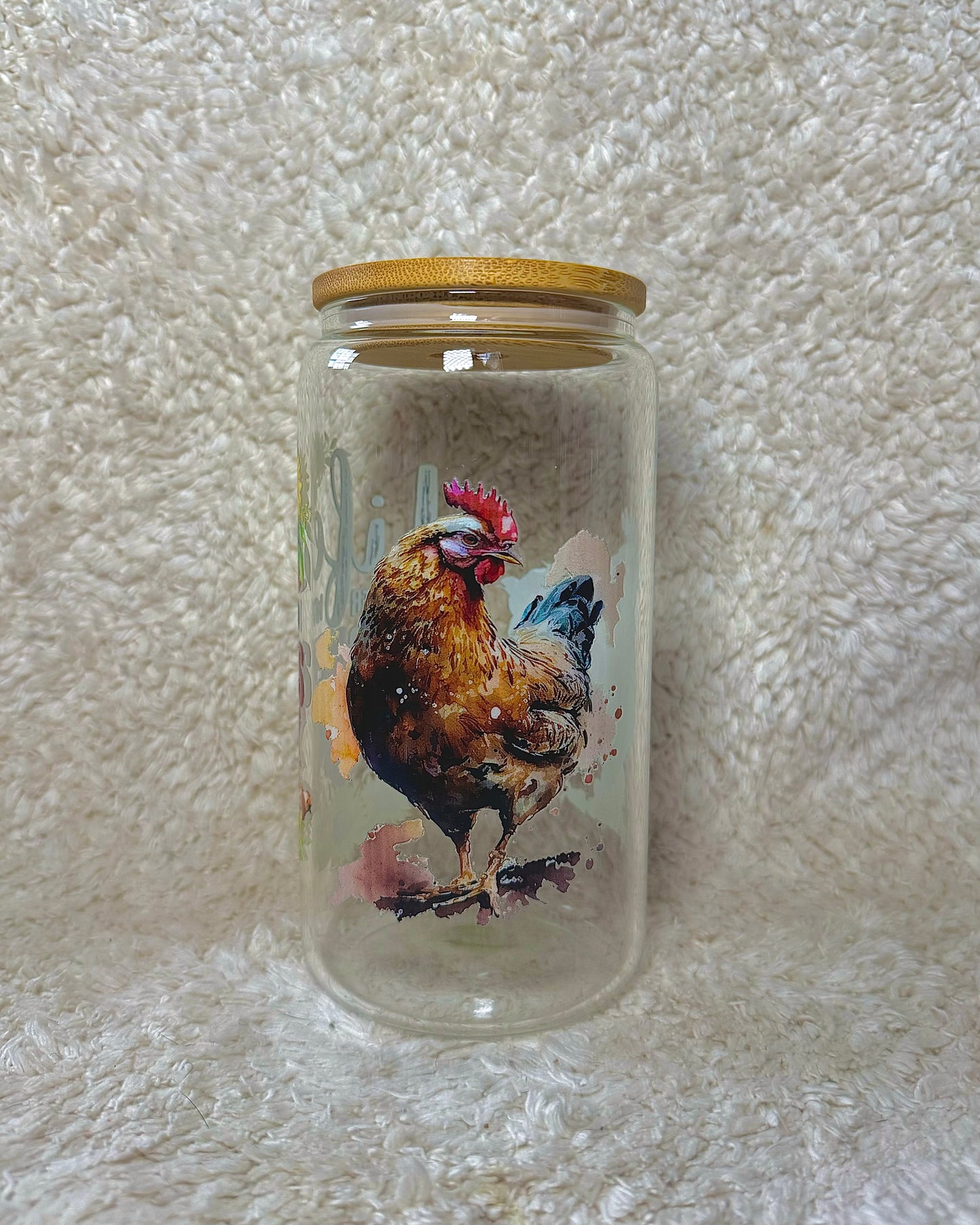 16oz glass cup - Life is Better with Chickens