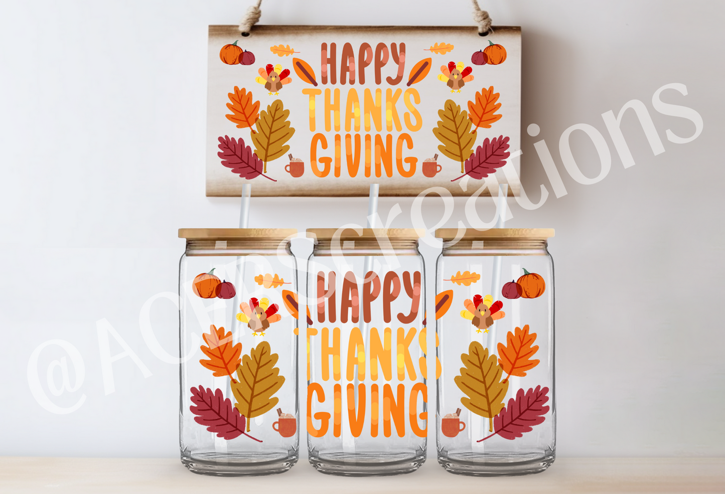 16oz UVDTF Wrap - Happy Thanksgiving