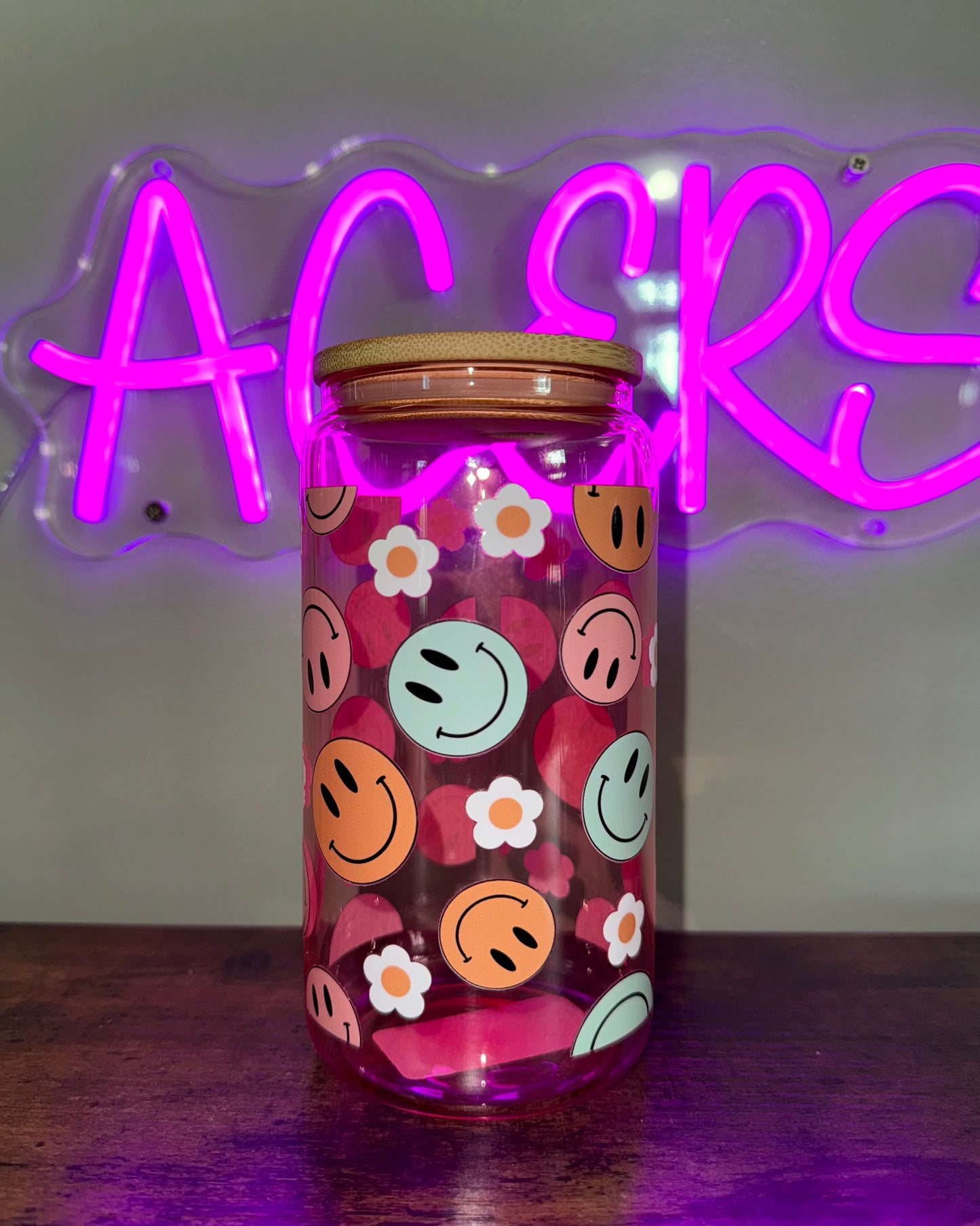 16oz glass cup - Smileys