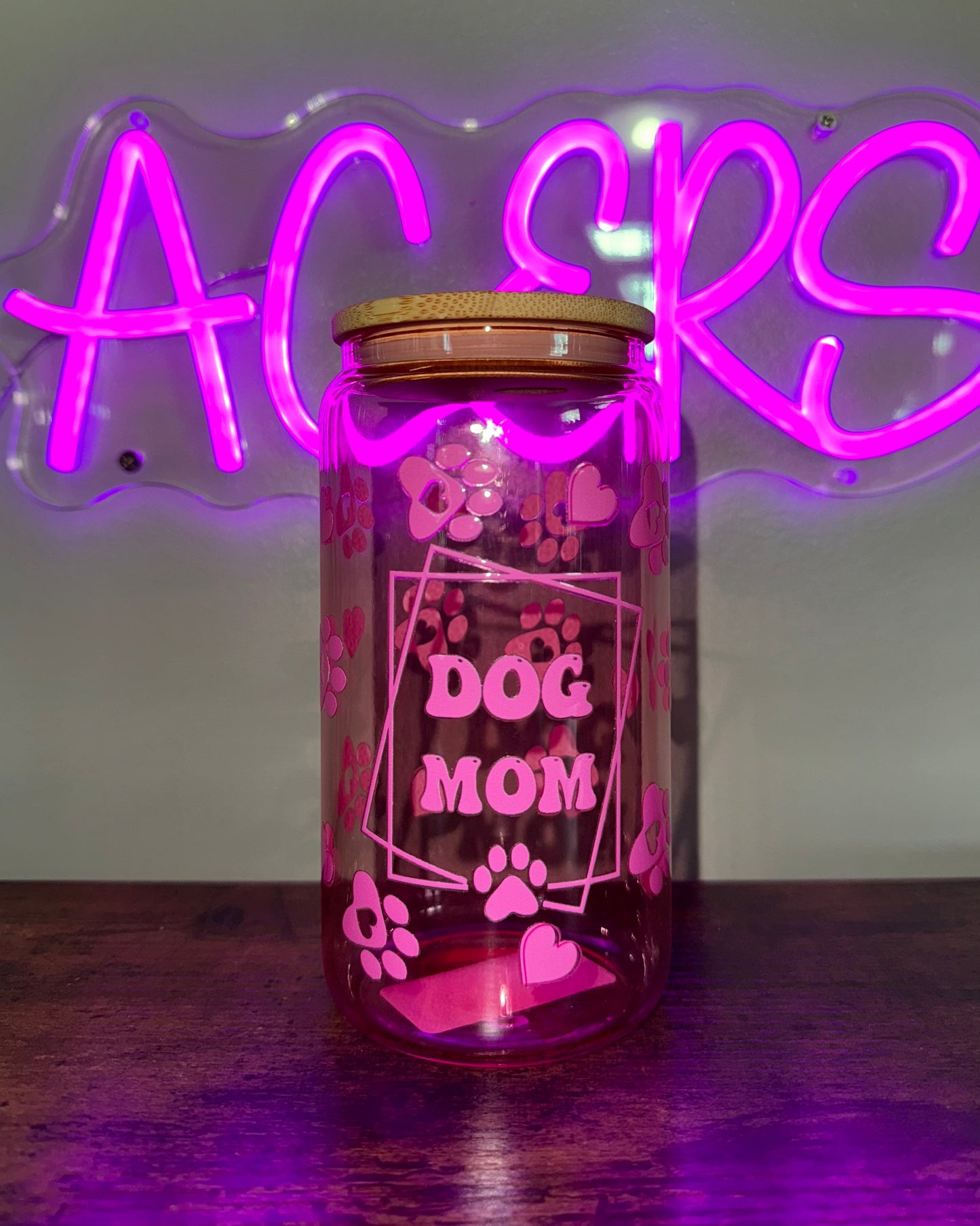 16oz glass cup - Dog Mom