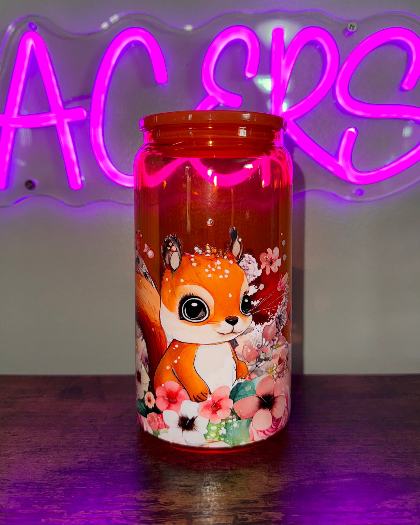 16oz Glass Cup - Squirrel