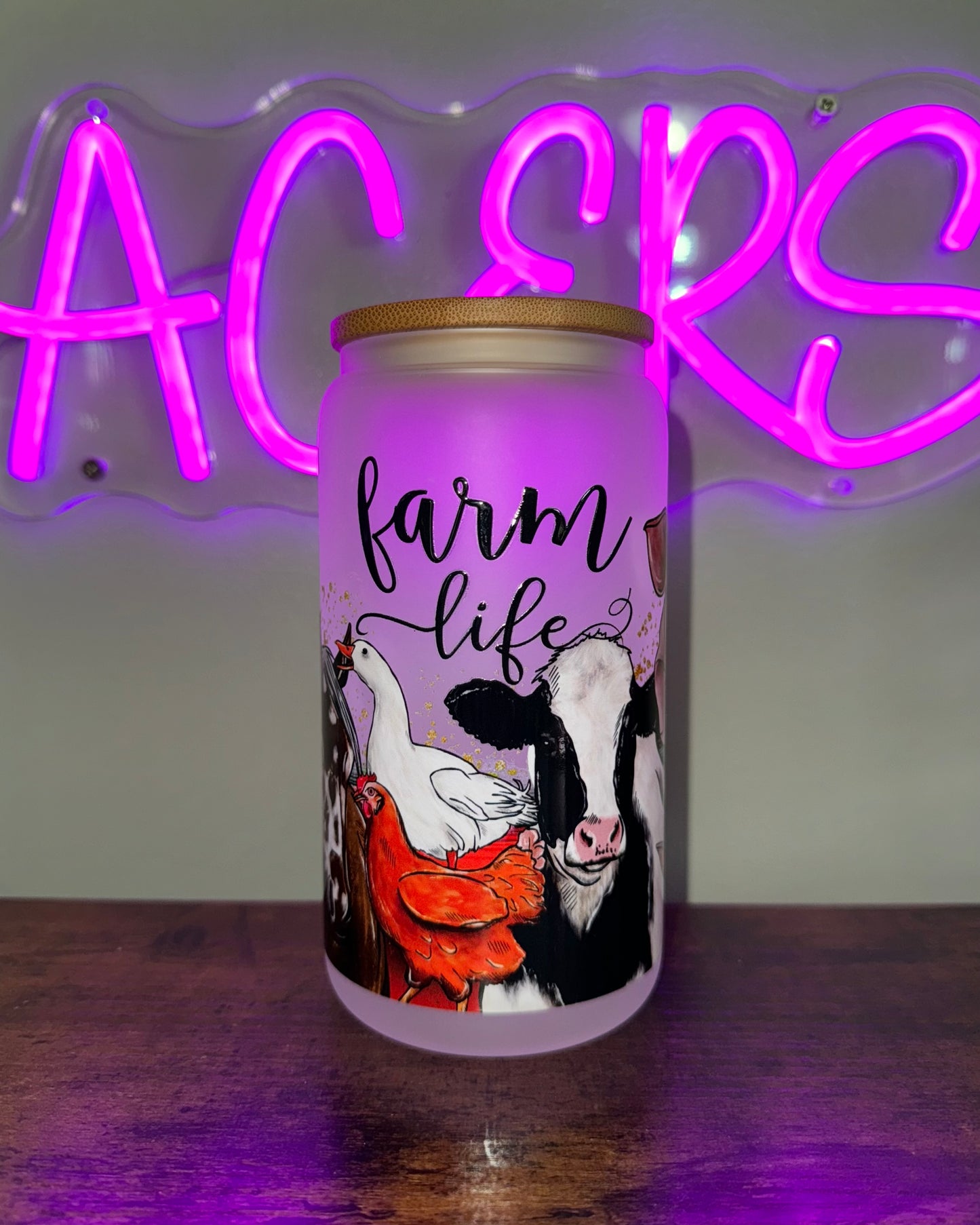 16oz glass cup - Farm Life