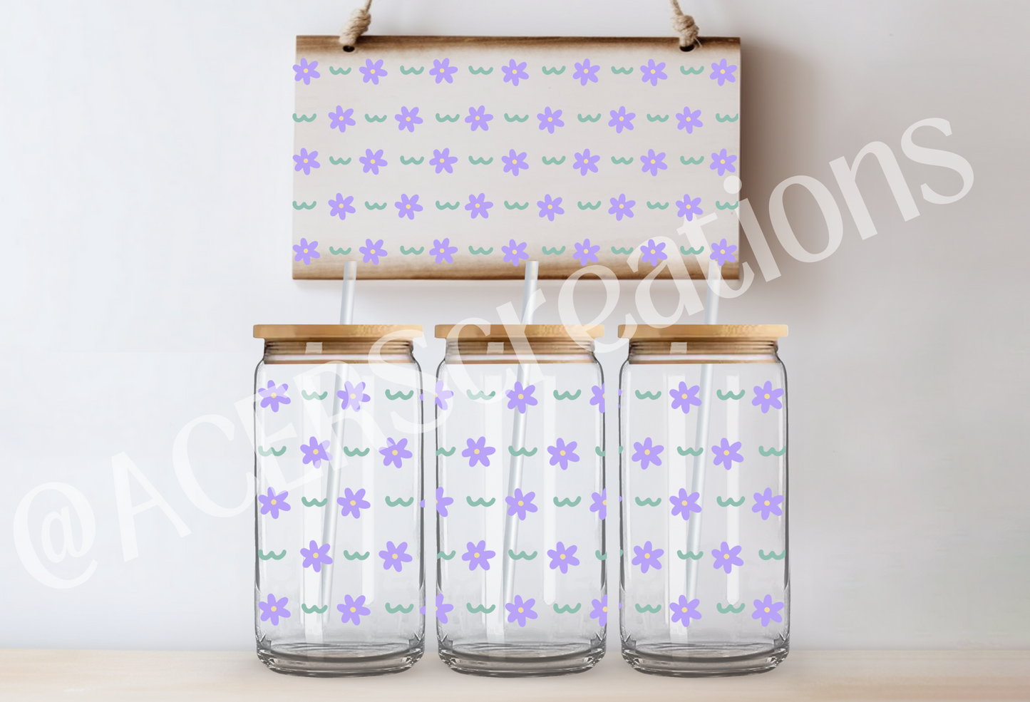 16oz UVDTF Wrap - Purple Flowers