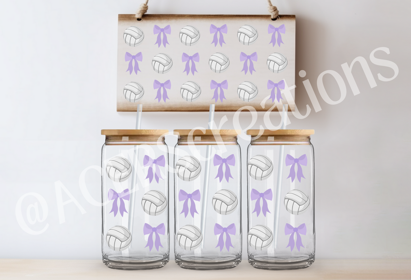 16oz UVDTF Wrap - Volleyball Bows
