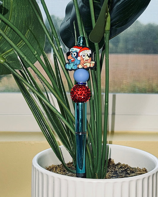 Custom Black Ink Pen - Bluey Christmas