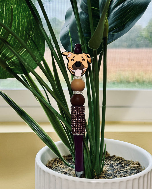 Custom Black Ink Pen - Brown Dog