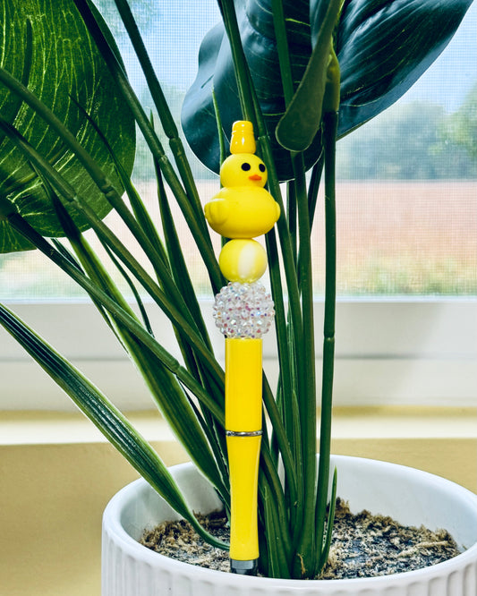 Custom Black Ink Pen - Yellow Duck