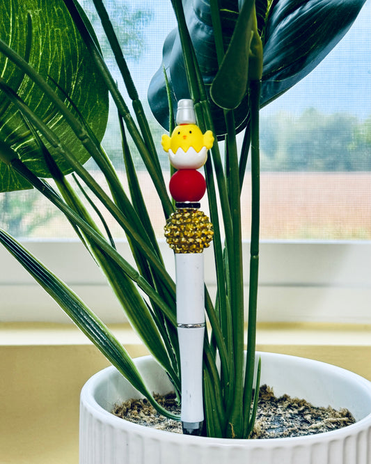 Custom Black Ink Pen - Yellow chick