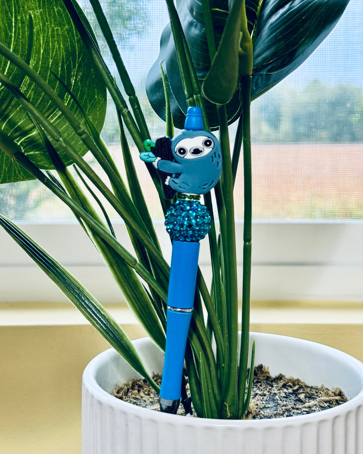 Custom Black Ink Pen - Blue sloth