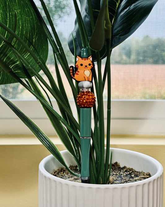 Custom Black Ink Pen - Orange cat