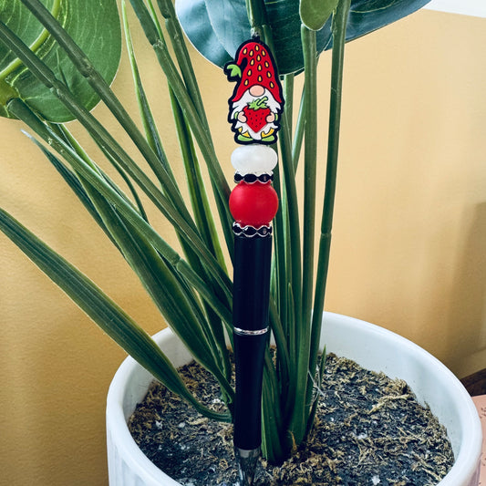 Custom Black Ink Pen - Strawberry Gnome